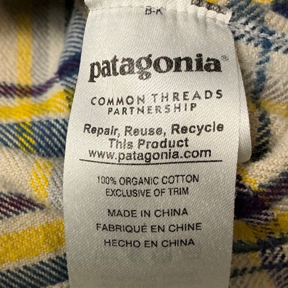 Patagonia Shirt Organic Plaid Flannel Shirt Mens Medium Button Up Beige - Picture 5 of 7